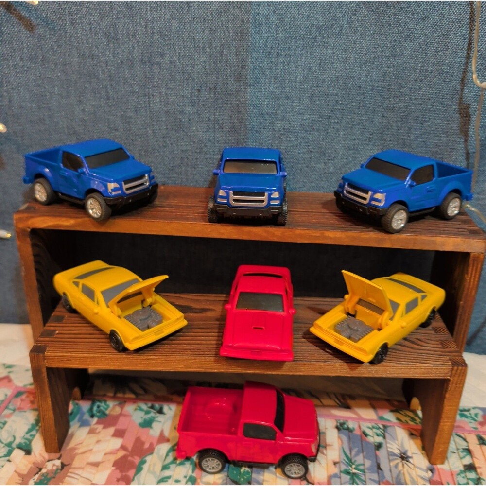 Toy Car Truck Lot 7Pc Plastic Blue Red Yellow